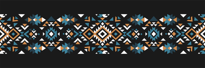Geometric ethnic border pattern. Design for clothing, fabric, background, wallpaper, wrapping, batik. Knitwear, Embroidery style. Aztec geometric art ornament print. Vector illustration