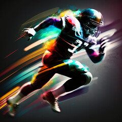 American football player abstract motion blur lines. Generative ai