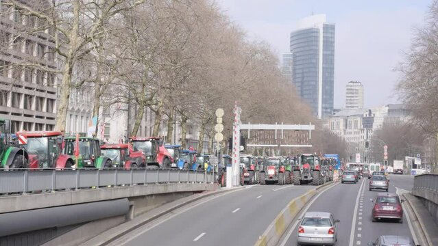 Farmers protesting against the Flemish government's measures to cut down nitrogen emissions - Brussels, Belgium - March 03 2023