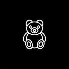  Bear toy outline vector icon. Symbol, logo illustration on black 