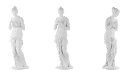 Several views of classical sculptures in granite with transparent background.