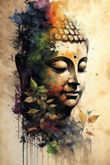 Buddha graphic design illustration background, generative ai
