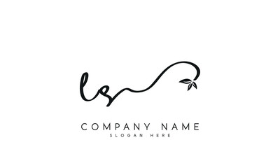Handwriting letter ls logo design on white background.