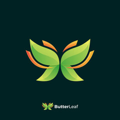 Green Colorful Butterfly Leaf Logo