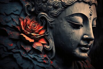 Buddha graphic design illustration background, generative ai