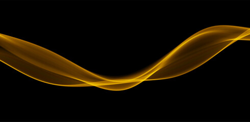 Golden abstract wave. Magic line design. Flow curve motion element. Neon gradient wavy illiustration.