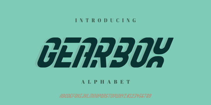 Gearbox. Modern Bold Font. Regular Italic Number Typography urban style alphabet fonts for fashion, sport, technology, digital, movie, logo design, vector illustration