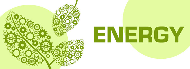 Energy Gears Leaves Green Circles Text 