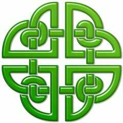 Celtic symbol, Quaternary Irish green. Symbol made with Celtic knots to use in designs for St. Patrick's Day.