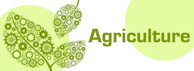 Agriculture Gears Leaves Green Circles Text 