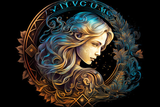 Virgo magical zodiac sign astrology. Generative ai design.