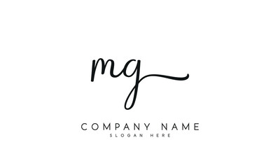 Handwriting letter mg logo design on white background.	