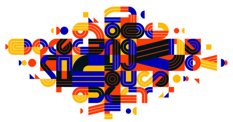 Obraz premium Abstract geometric composition vector design, colorful abstraction isolated on white, modern style shapes illustration art.