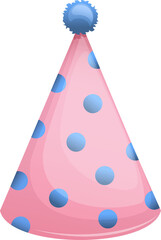 flat cartoon design illustration of colored hat for birthday party. vector - illustration. pink and blue birthday hats isolated on white background. Vector cones