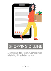 Order food online banner, mobile app templates, concept vector illustration flat design.