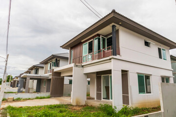 construction residential new house in progress at building site