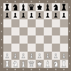 Vector chess board start positions - obrazy, fototapety, plakaty