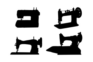 Set of silhouettes of sewing machine vector design