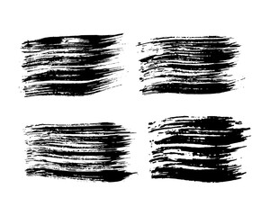 Set of black hand drawn brush strokes