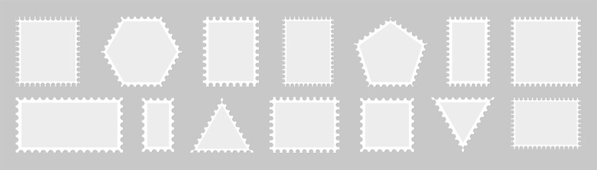 Collection of postage stamps template, blank