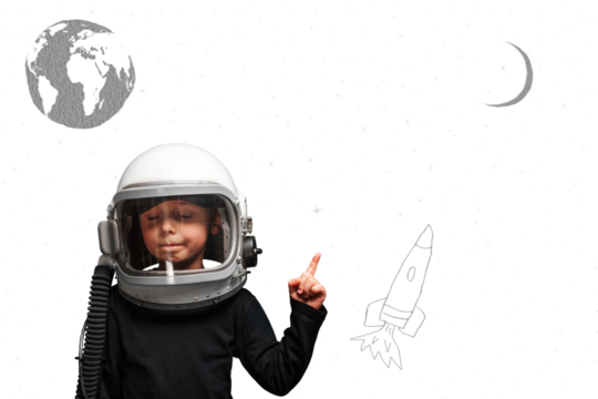 child wants to fly an airplane wearing an airplane helmet