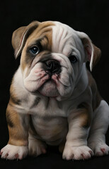 Fototapeta premium Bulldog Puppy, Cute Pet Picture. Generative Ai