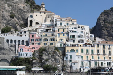 Fototapeta na wymiar Scenic view of the town of Amalfi Coast, Italy. Beautiful view of the city of Italian country.