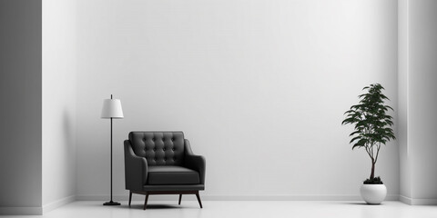 Modern interior design, minimalist living room in white. Generative Ai