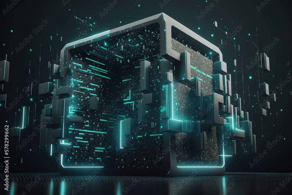 Poster futuristic data flow, data transfer technology. cyberpunk, big data and cybersecurity. cyberspace, b