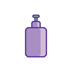 Plastic tube with skin care treatment. Toner, soap dispenser, lotion. Simple thin line icon for beauty shop. Modern vector illustration.