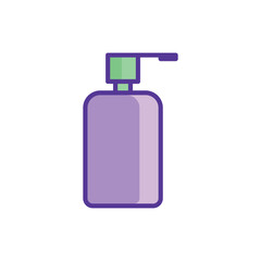 Soap dispenser: bottle with pump. Thin line icon. Simple packaging for beauty product. Modern vector illustration.