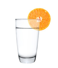 Glass of water with orange fruit on transparent png