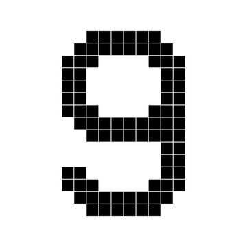 Number 9 nine 3d cube pixel shape minecraft 8 bit