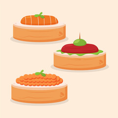 Party Canape Appetizing Finger Food Illustration