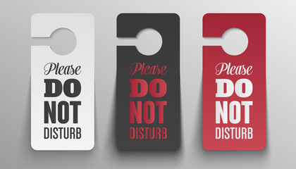 Do not disturb hotel door label collection with shadow