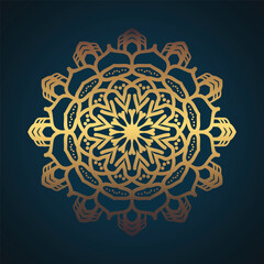 Luxury ornamental mandala design background in gold color vector