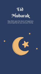 Obraz na płótnie Canvas Eid Mubarak greetings card, Islamic light design with moon and stars in the background vector illustration art.