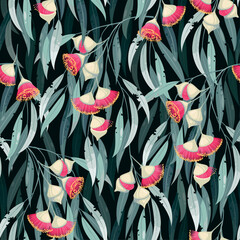 Seamless pattern with hand drawn eucalyptus flower - 578302807