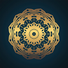 Luxury ornamental mandala design background in gold color vector