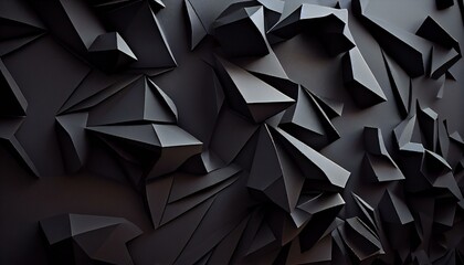 Geometric shapes of black material, composition abstract. Ai generative illustration. 