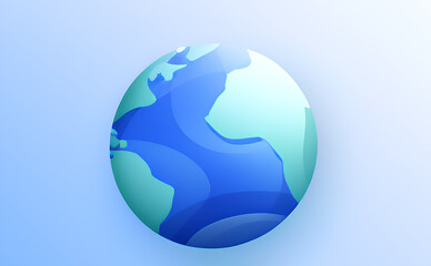 Naklejka premium Earth flat icon on a blue background, Generative AI Digital Illustration