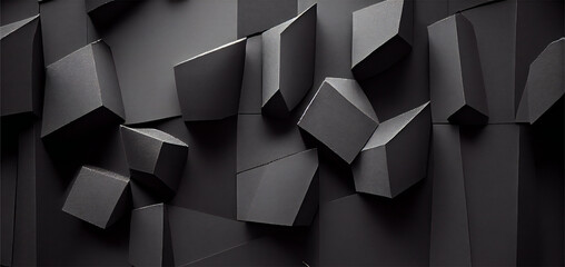 Black Hexagonal abstract metal background. Ai generative illustration. 