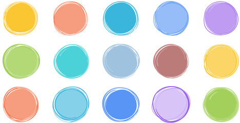 Set of hand drawn colored circles with place for your text