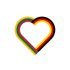 unity concept. heart ribbon icon of lithuania and germany flags. PNG