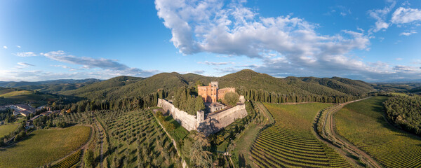 Ricasoli Winery, Chianti Region, Castello di Brolio, Brolio Castle, Province of Siena, Tuscany, Italy - obrazy, fototapety, plakaty