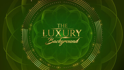 Round Green gold gradient dark green mandala background. Design for any card, birthday, other holiday, kaleidoscope, yoga, india, folk, arabic. Indian Lotus pattern wallpaper. Luxury Background.