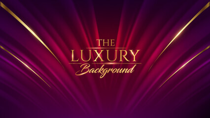 Red Golden Growing Curtain Stage Award Background. Trophy on Luxury Background. Modern Abstract Design Template. LED Visual Motion Graphics. Wedding Marriage Invitation Poster.
