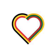 unity concept. heart ribbon icon of belgium and lithuania flags. PNG