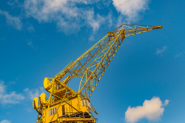 Wide shot crane structure, puerto madero, buenos aires, argentina