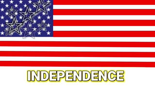 illustration of USA independence day with American flag and flickering stars